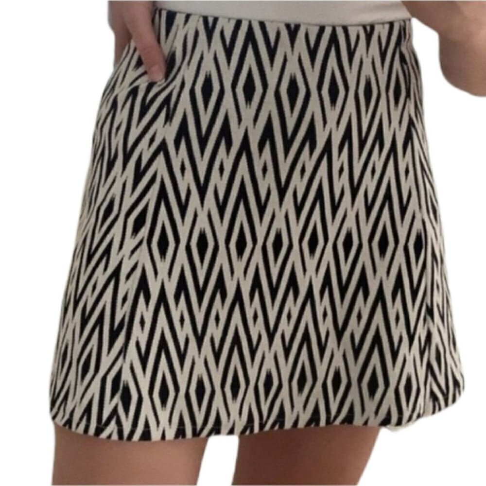 Zara Trafaluc White and Navy Printer Mini Skirt